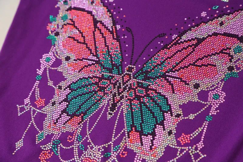 High Quality Summer Korean Women's Mesh T-shirt Sexy Chic Off Shoulder Classic Girl Slim Tees Fashion Butterfly Hot Diamonds Top - Image 6