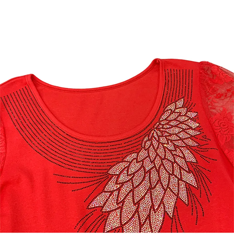 2025 Autumn New Fashion Mesh Slim T-shirt Luxury Hot Diamonds Tees High Quality Women's Sexy Transparent Long Sleeves Tops - Image 6