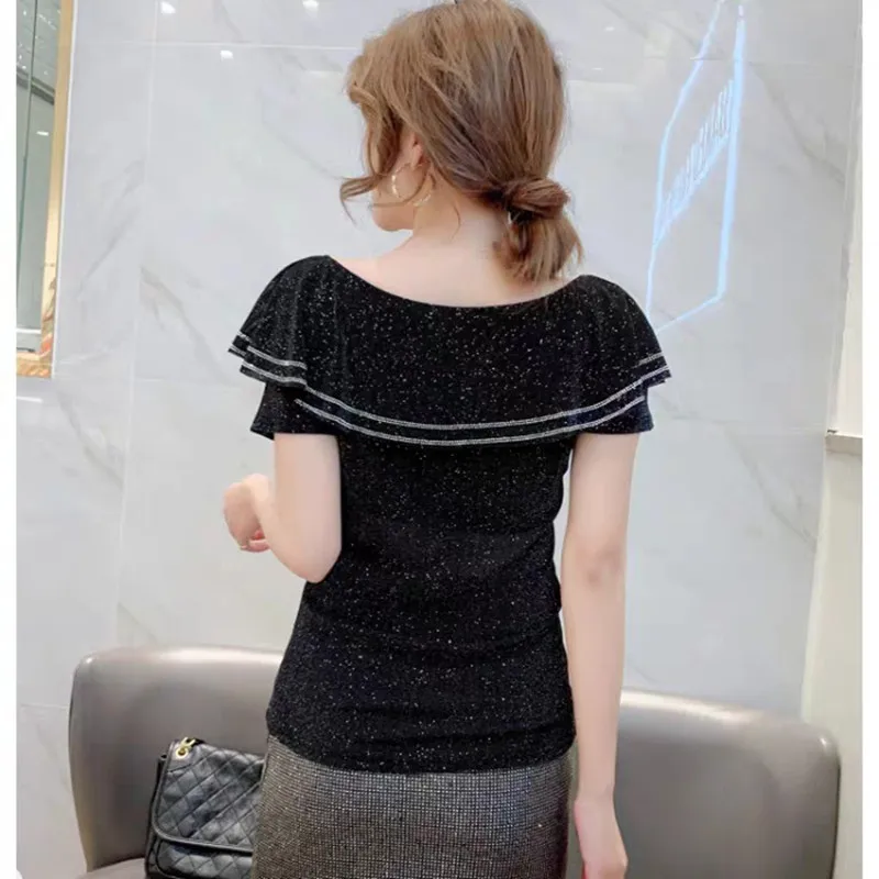 M-3XL Summer Streetwear Short Sleeve Women TShirt Tops Fashion Casual O-Neck Mesh T-Shirt Ruffles Sweet Female Tees Blusas New - Image 2