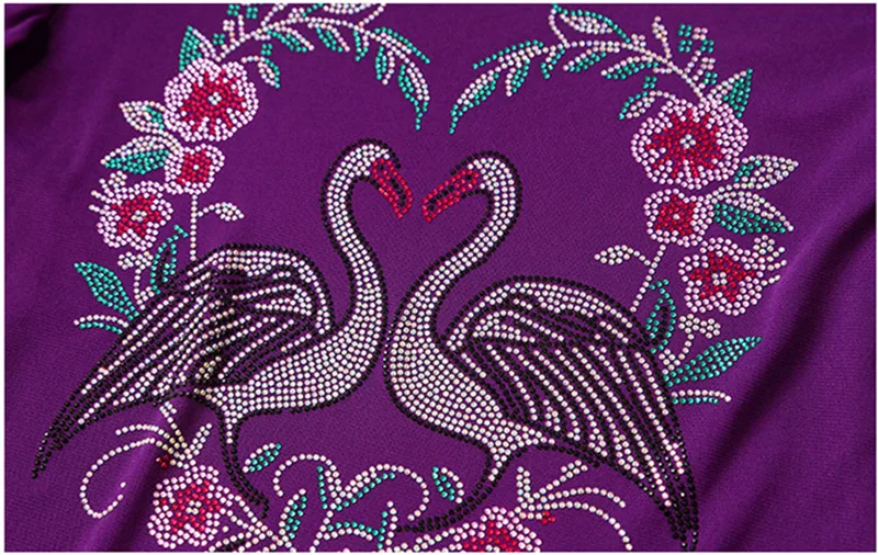 M-3XL Streetwear Girl Summer Cartoon Design Hot Diamonds T-Shirt Women Sexy Off Shoulder Slim Mesh Tops Chic Luxury Flower Tees - Image 6