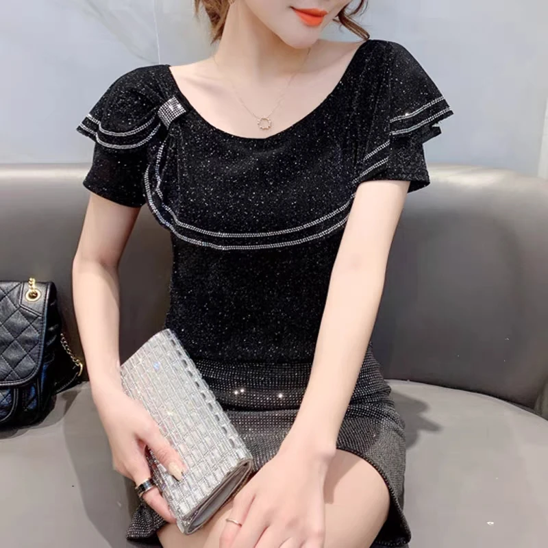 M-3XL Summer Streetwear Short Sleeve Women TShirt Tops Fashion Casual O-Neck Mesh T-Shirt Ruffles Sweet Female Tees Blusas New - Image 4