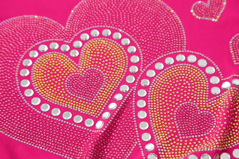 Streetwear Girl Summer Luxury Heart Shaped Hot Diamonds T-shirt Chic Sexy Off Shoulder Short Sleeve Tees High-end Women Slim Top - Image 6