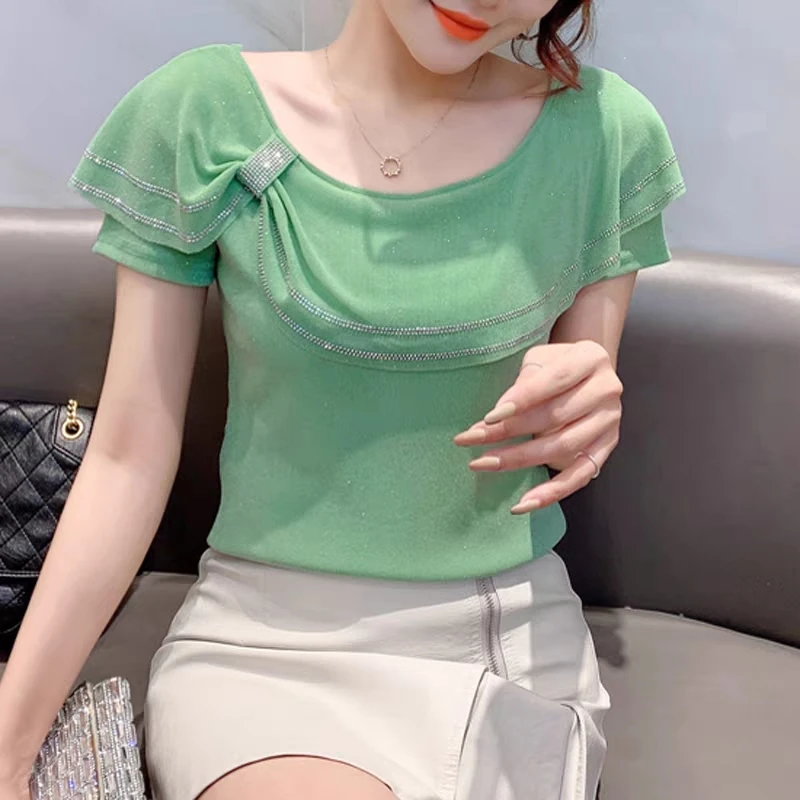 M-3XL Summer Streetwear Short Sleeve Women TShirt Tops Fashion Casual O-Neck Mesh T-Shirt Ruffles Sweet Female Tees Blusas New - Image 5